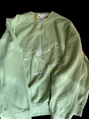 Urban Outfitters Light Green Skeleton Skate Crewneck